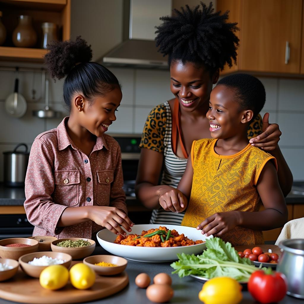 African girls in Bangalore preparing traditional food