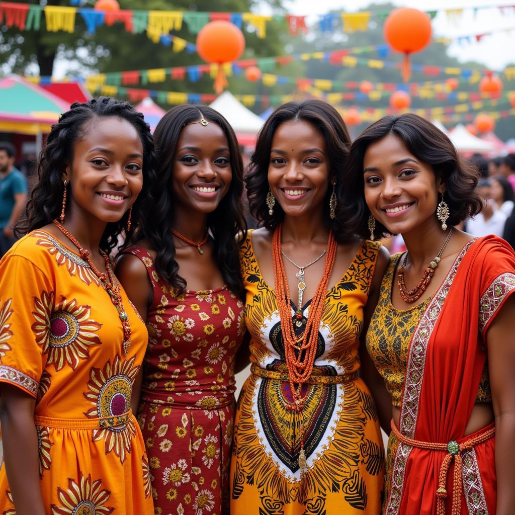 African girls in Bangalore attending a cultural event