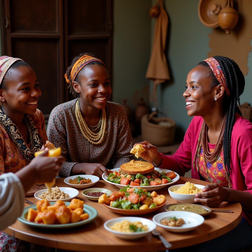 African Girls Sharing Traditional Food in Hennur