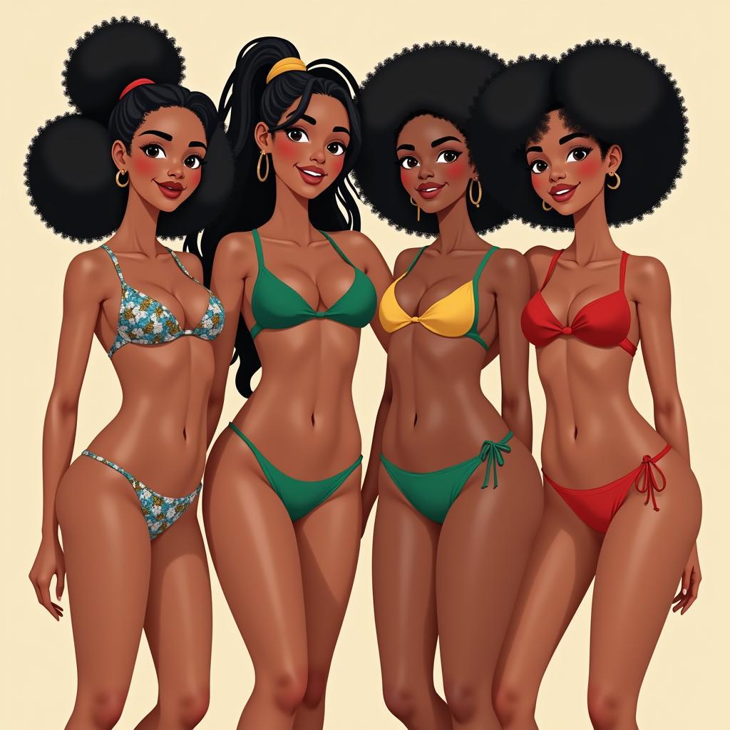 African girls in bikinis representing diversity and individuality