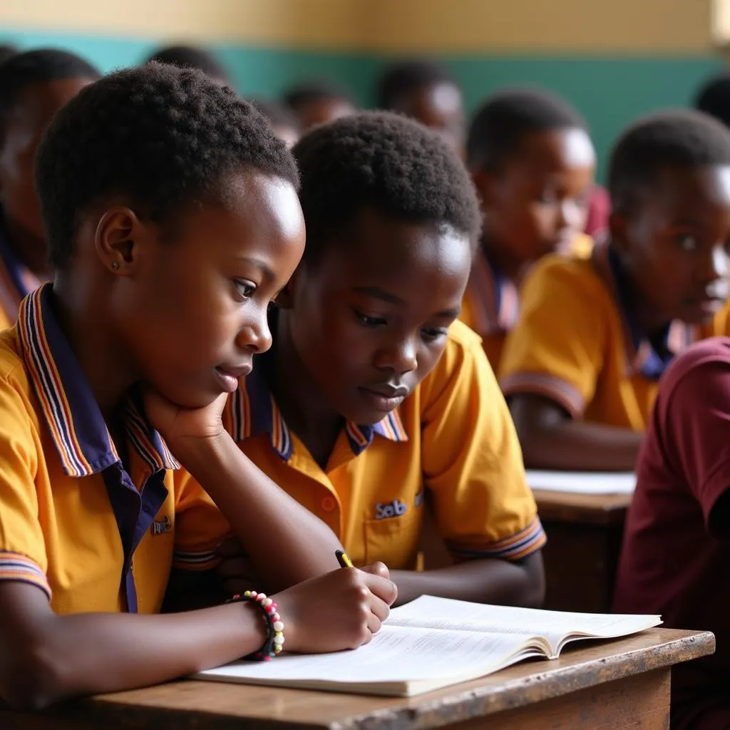 African girls in a classroom setting