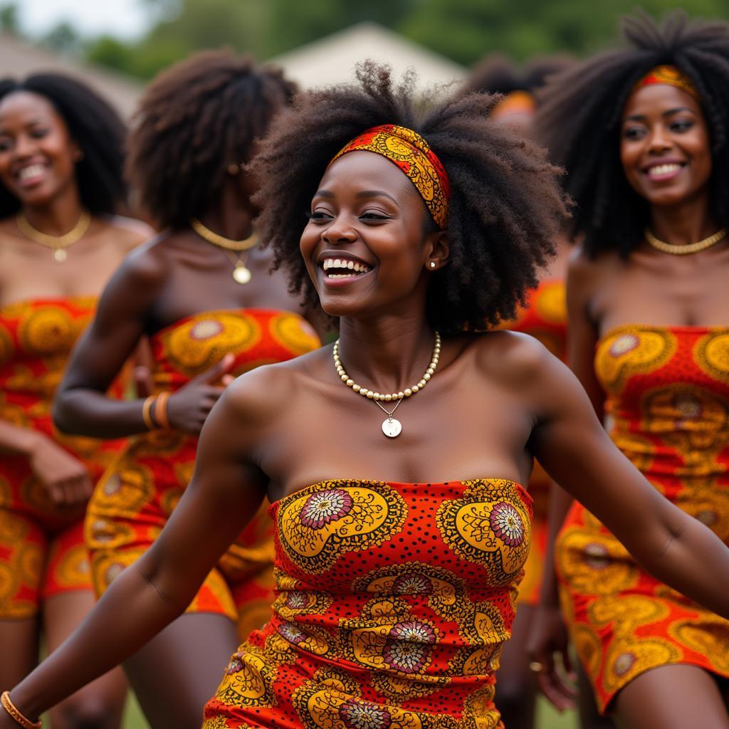 African girls celebrating their cultural heritage through dance