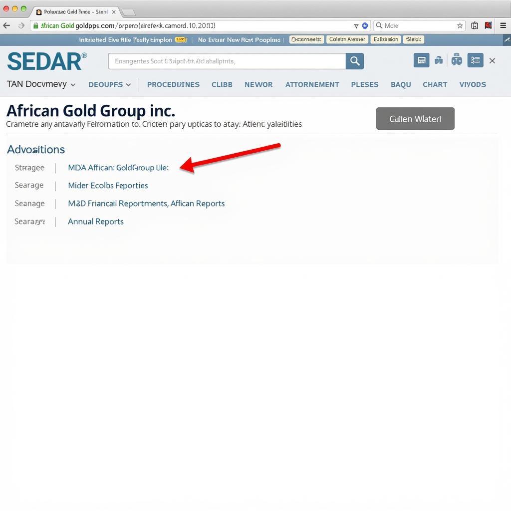 African Gold Group Inc. SEDAR Filings Example