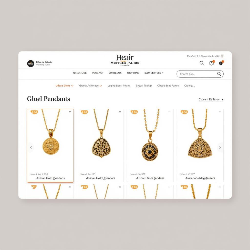 African gold pendants displayed in an online marketplace