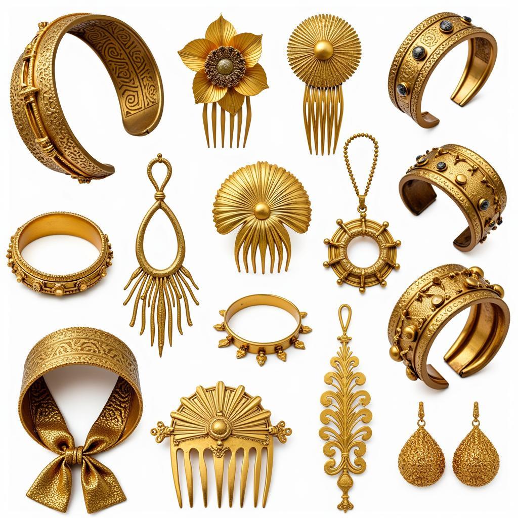 Variety of African Gold Plated Hair Accessories