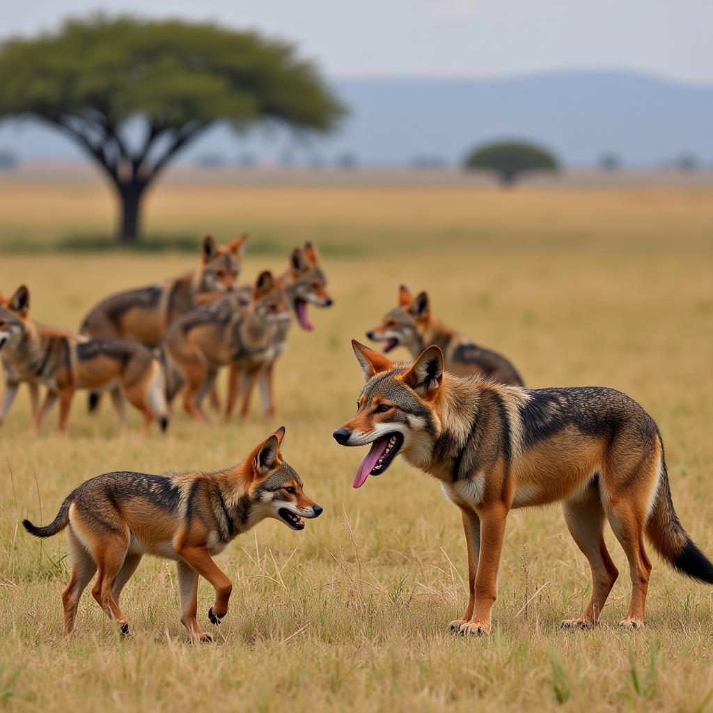 African Golden Wolf Hunting Strategies