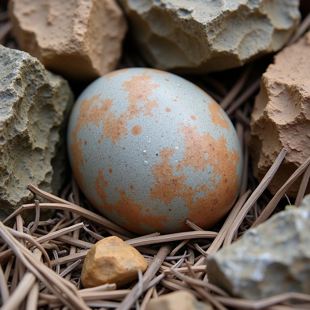 African goose egg blending with its surroundings