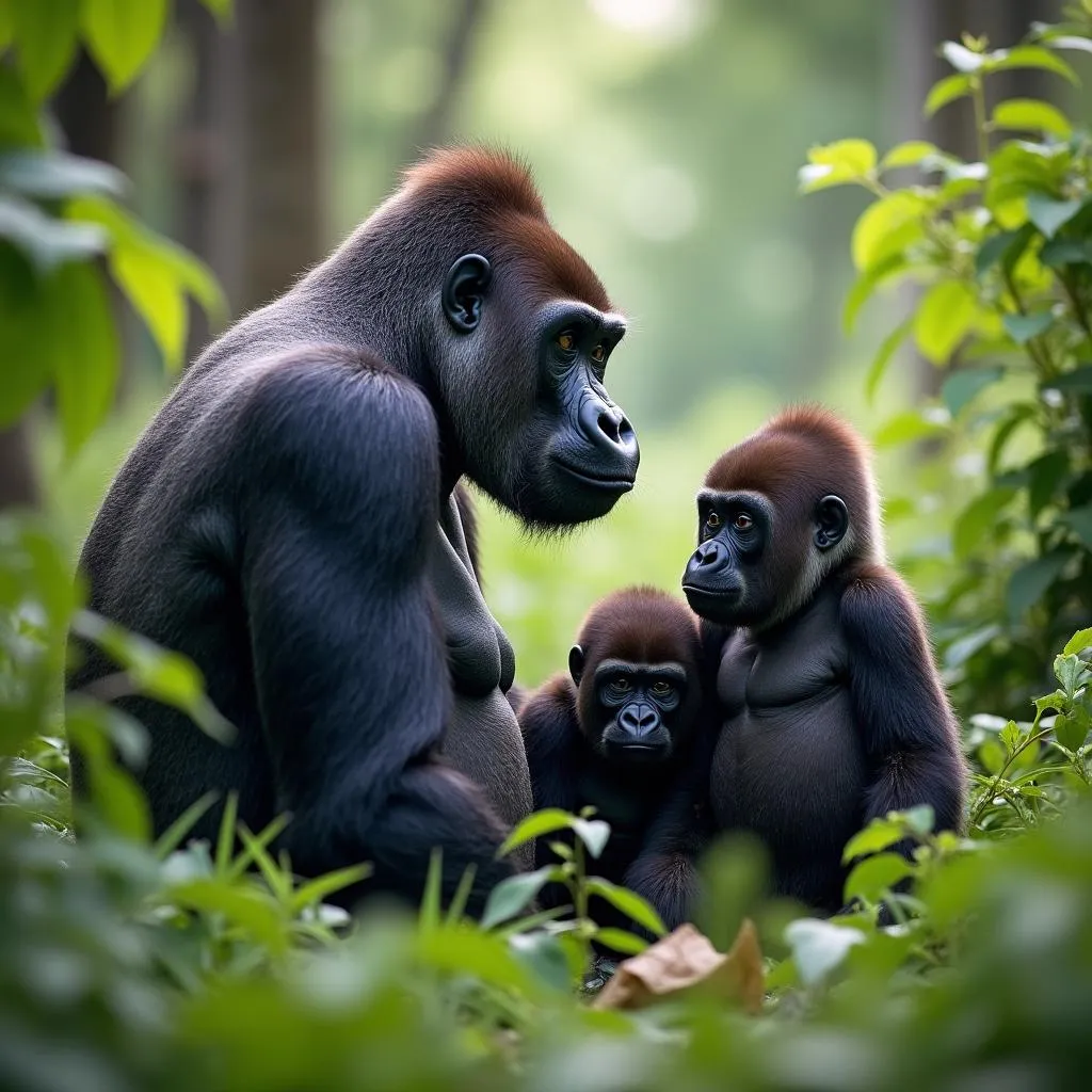 African Gorilla Family Resting