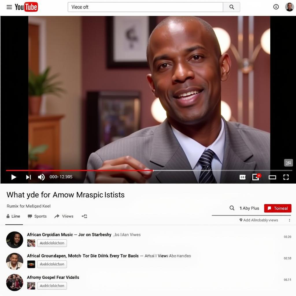 A screenshot of a YouTube page playing an African gospel music video with a high view count.