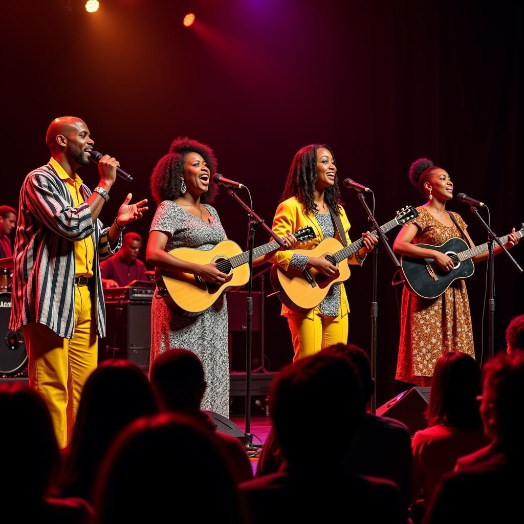 African gospel singers performing on stage