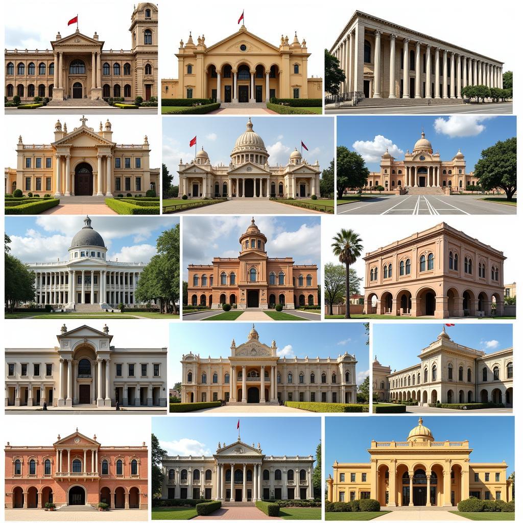 Modern and traditional government buildings across Africa