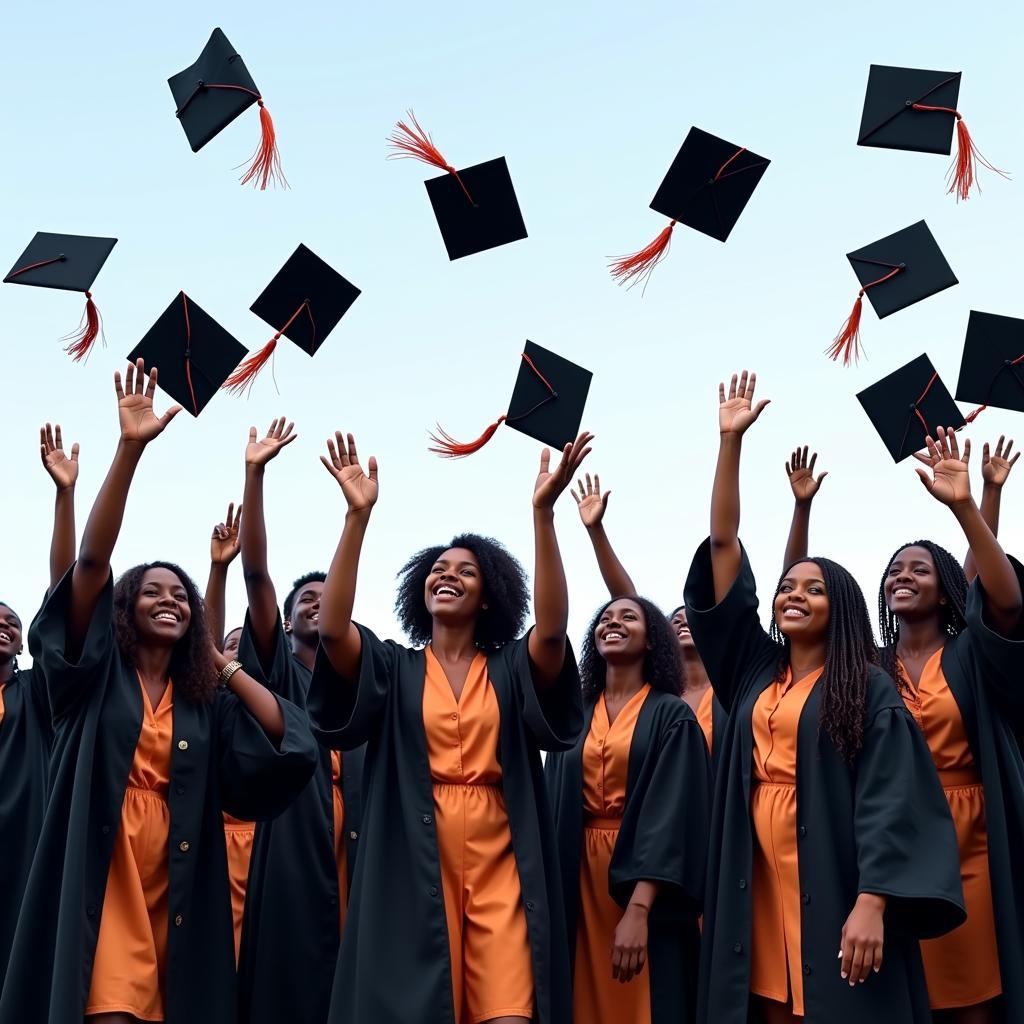 Graduates celebrating in Africa