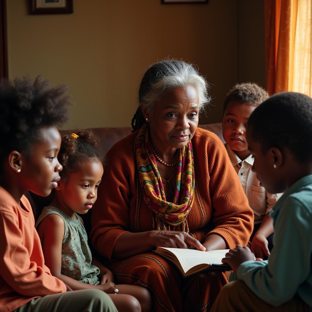 African Grandmother Storytelling to Children