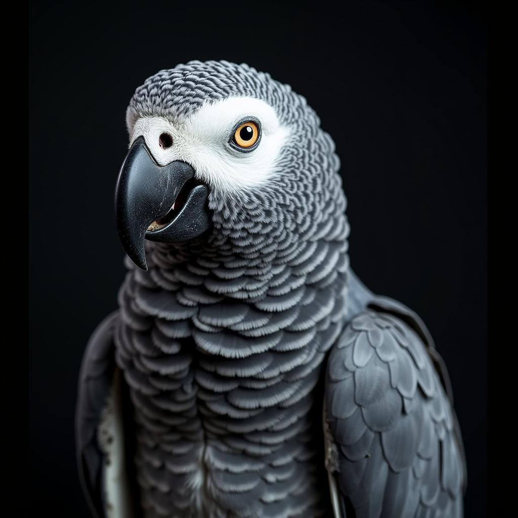 African Gray Parrot Close-up Feather Details Wallpaper