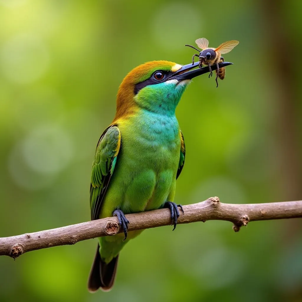 African green bee-eater with insect prey