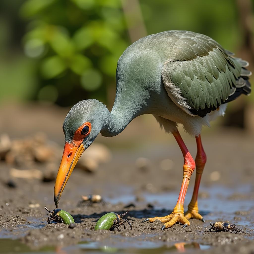 African Green Ibis Feeding Technique