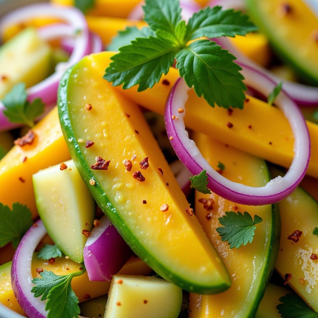 African Green Mango Salad with Herbs and Spices