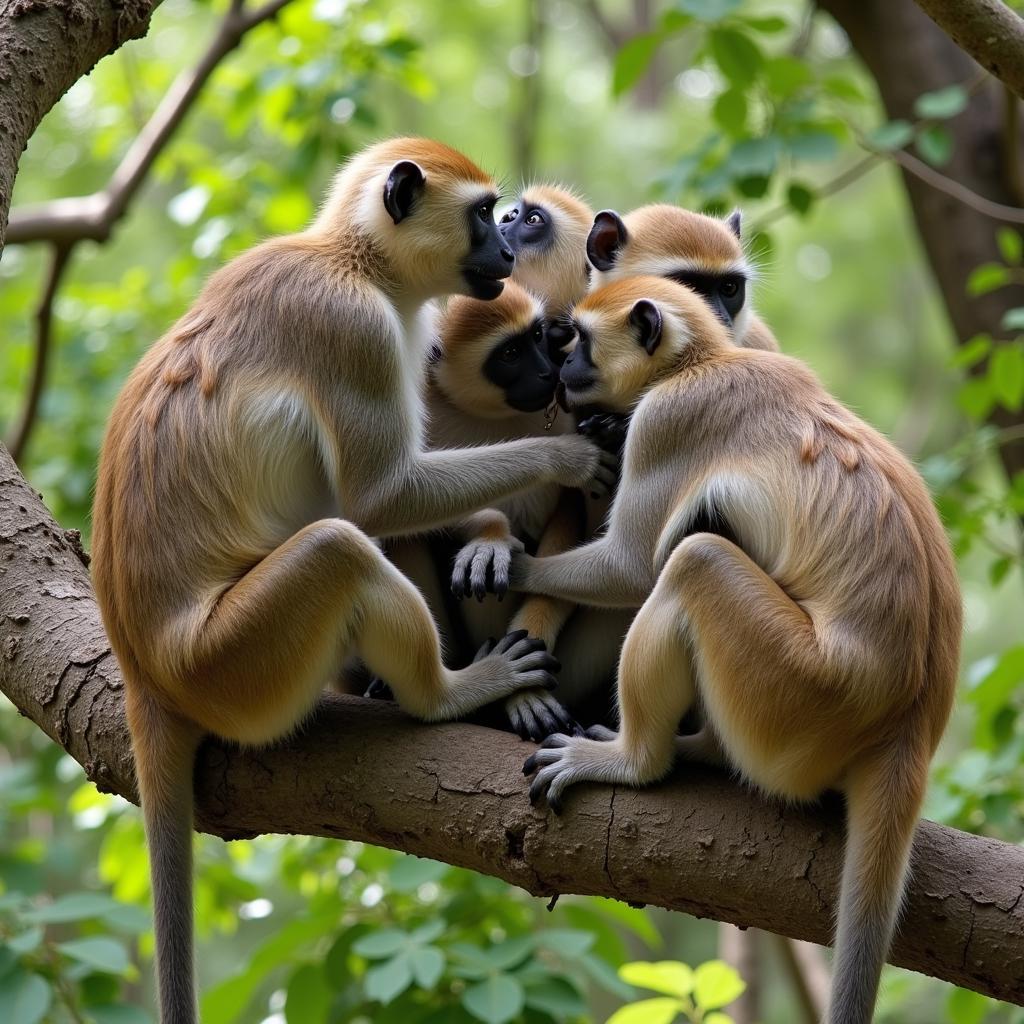 African Green Monkeys Interacting