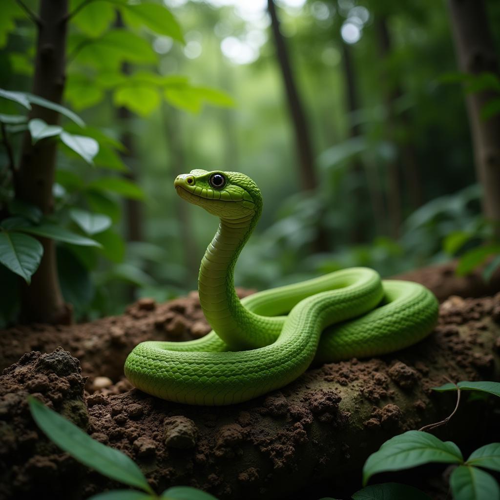 African Green Tree Snake in its natural habitat