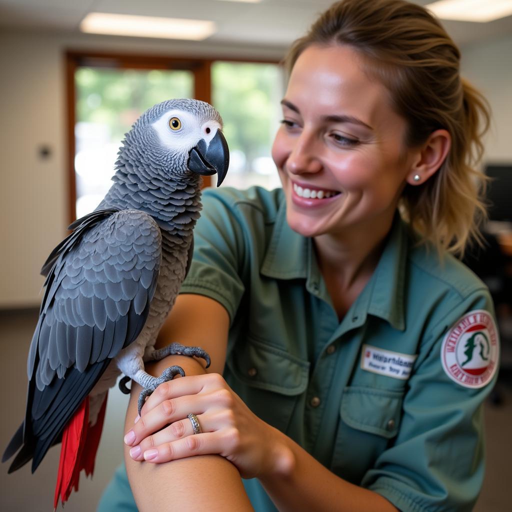 African Grey Parrot at Rescue Center