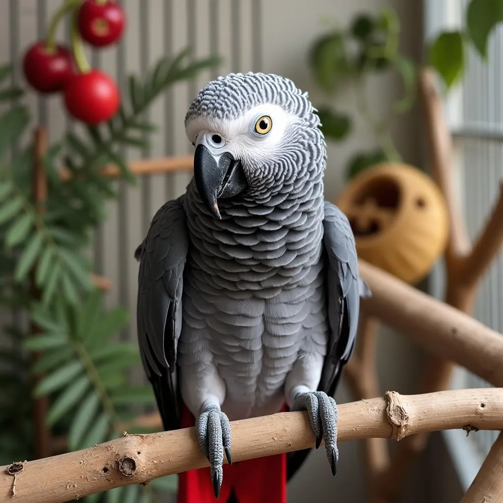 African Grey Bird Cage Enrichment - Toys and Branches