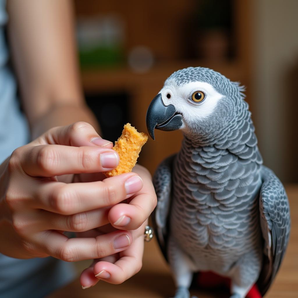 Bonding with an African Grey Parrot Chick