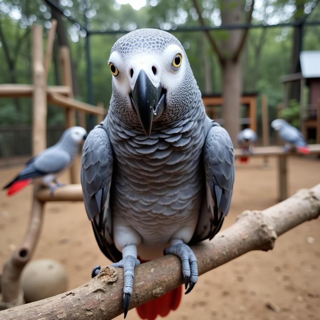 Healthy African Grey Parrot at a Breeder