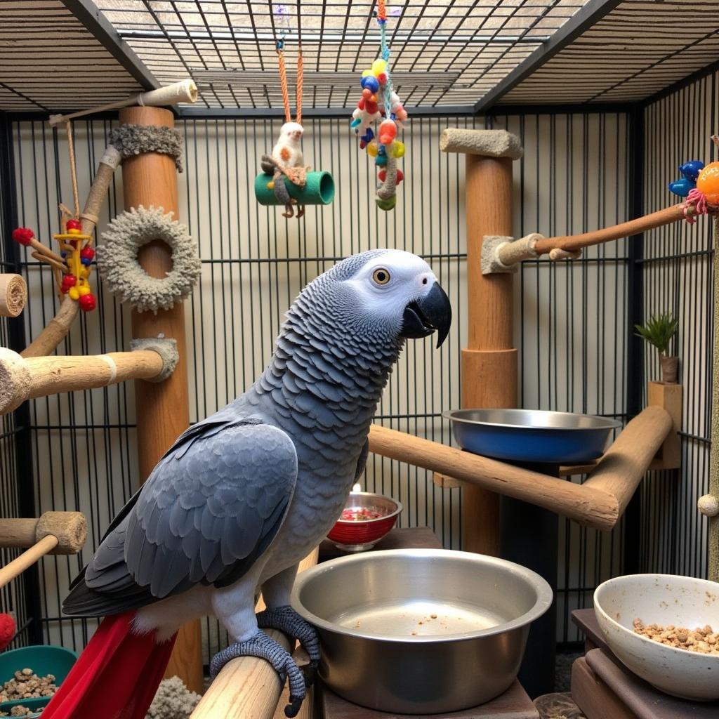 African Grey Parrot Cage and Accessories