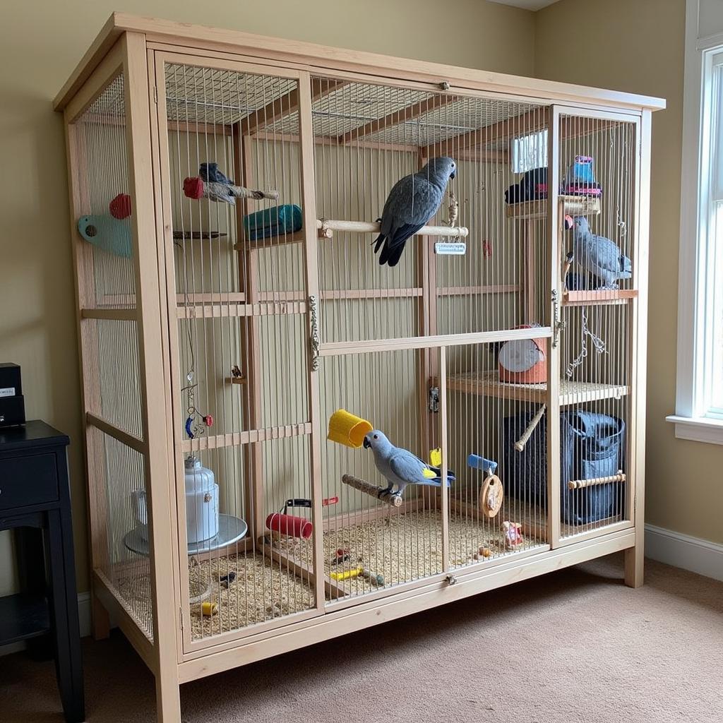 African Grey Parrot Cage and Toys