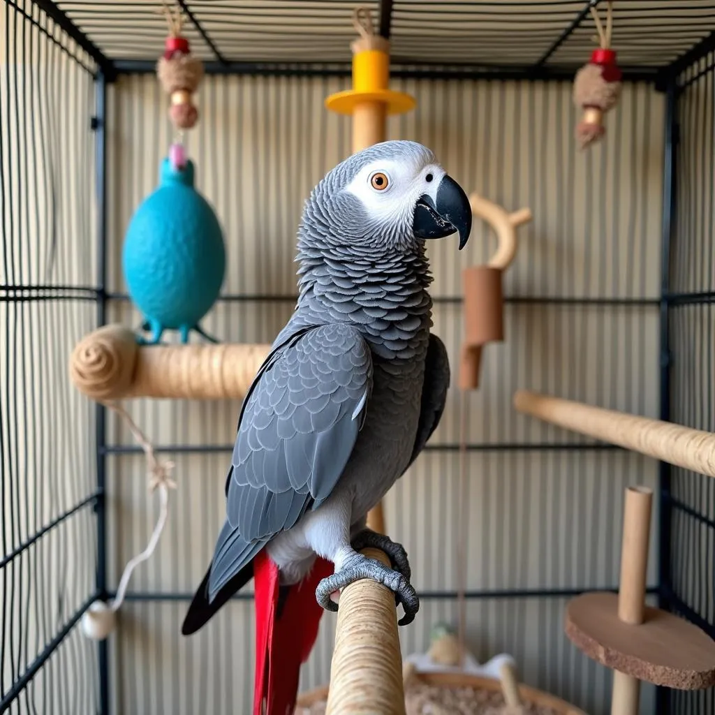 African Grey Parrot Cage Setup