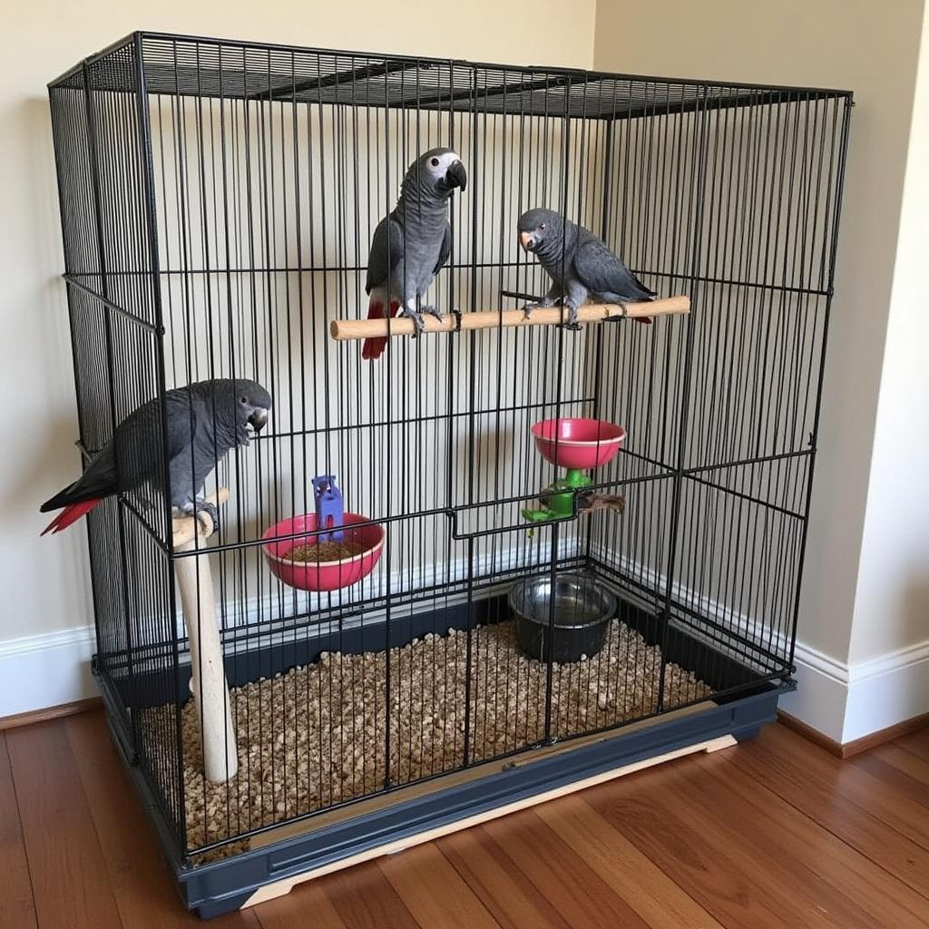 African Grey Parrot Cage Setup