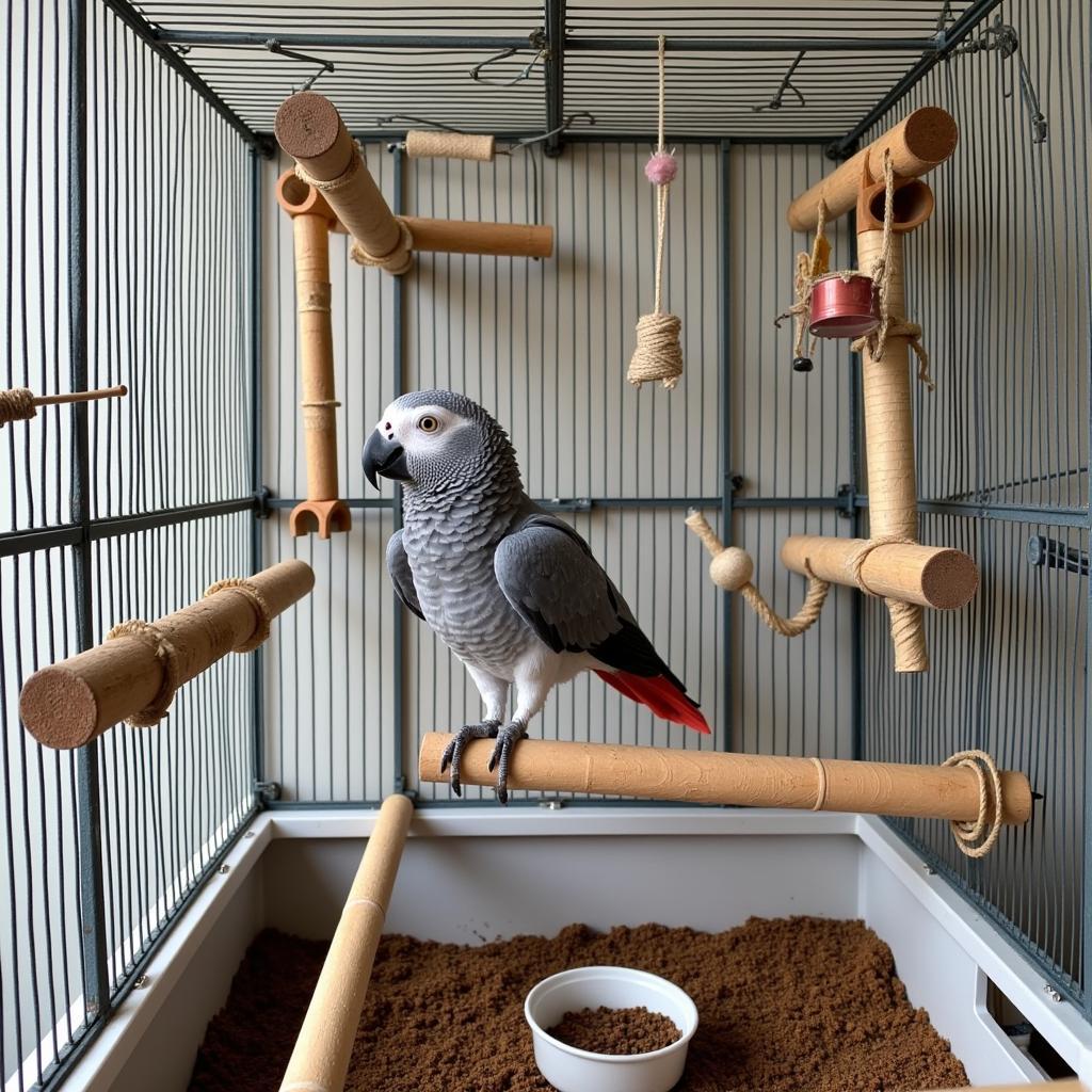 African Grey Parrot Cage Setup