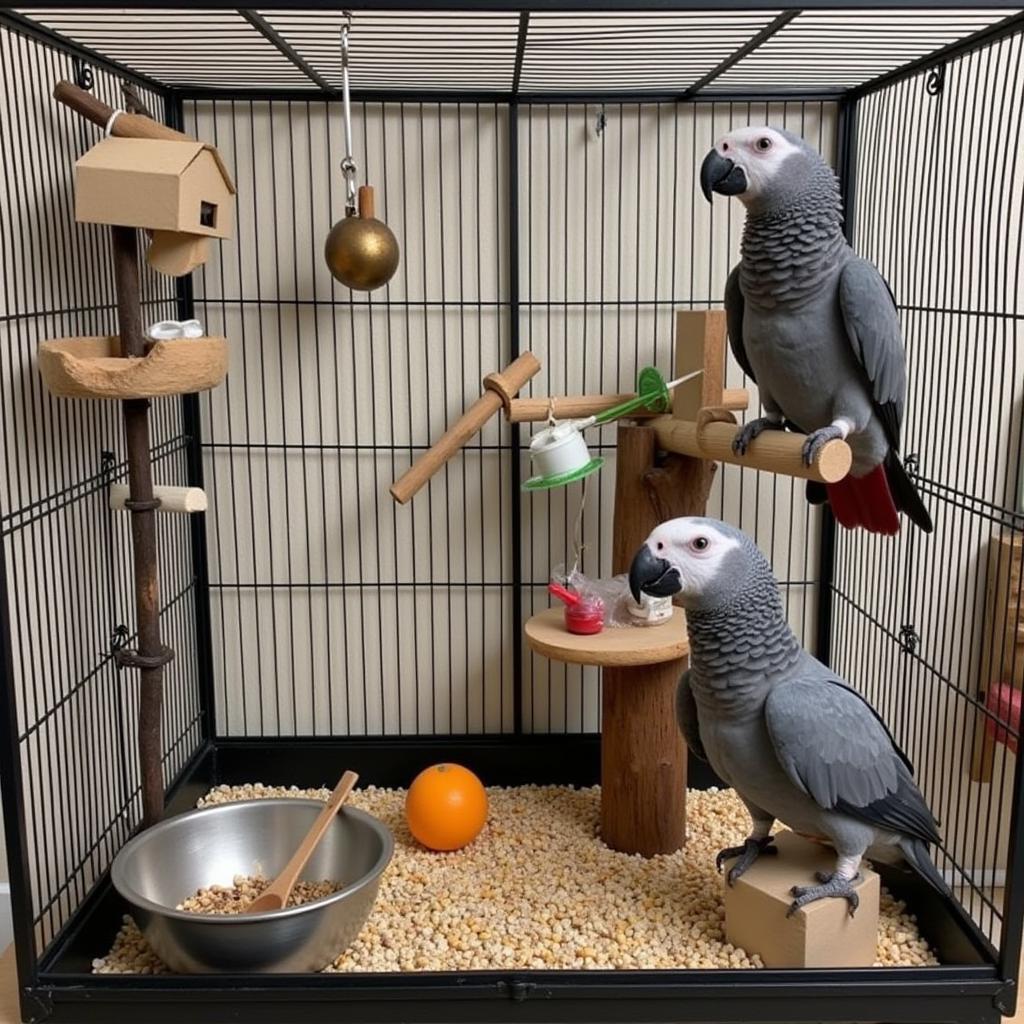 African Grey Parrot Cage Setup