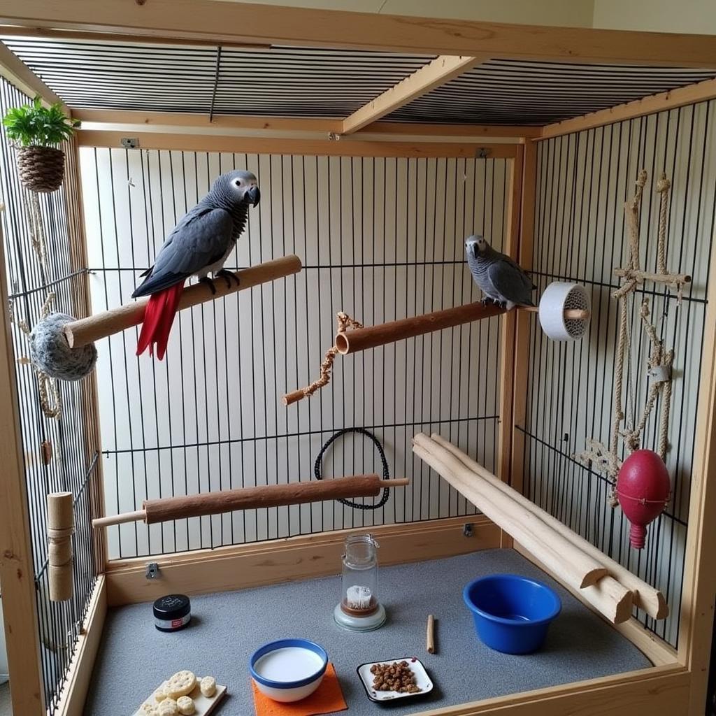 Ideal Cage Setup for an African Grey Parrot in India