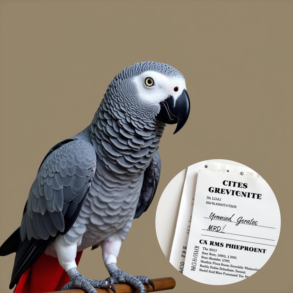 African Grey Parrot with CITES Permit in India