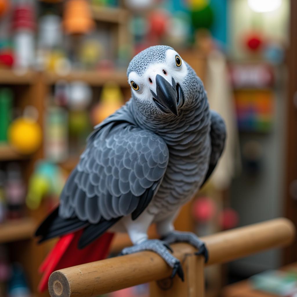 African Grey Parrot in a Coimbatore Pet Shop