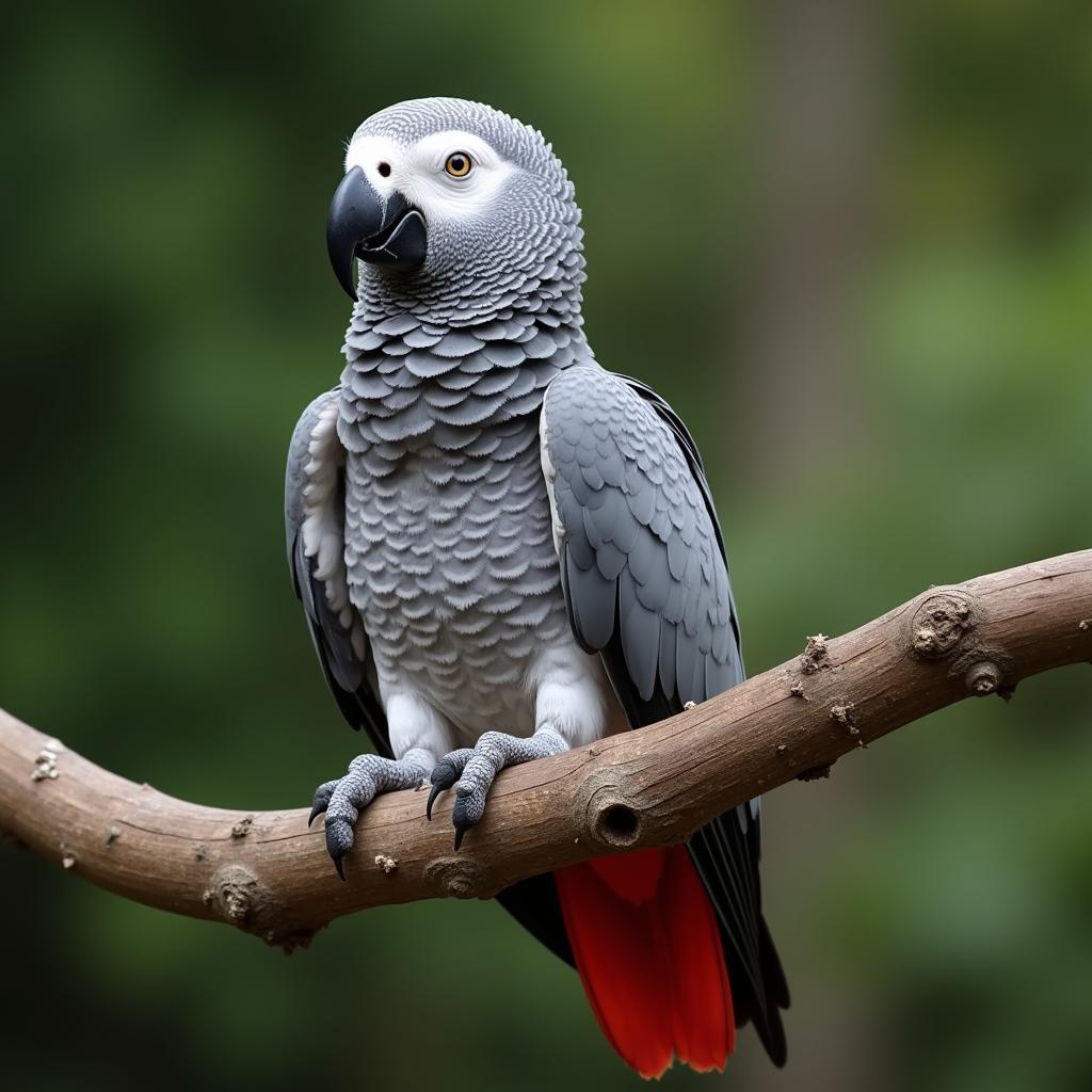 African Grey Parrot with a Striking Black Beak