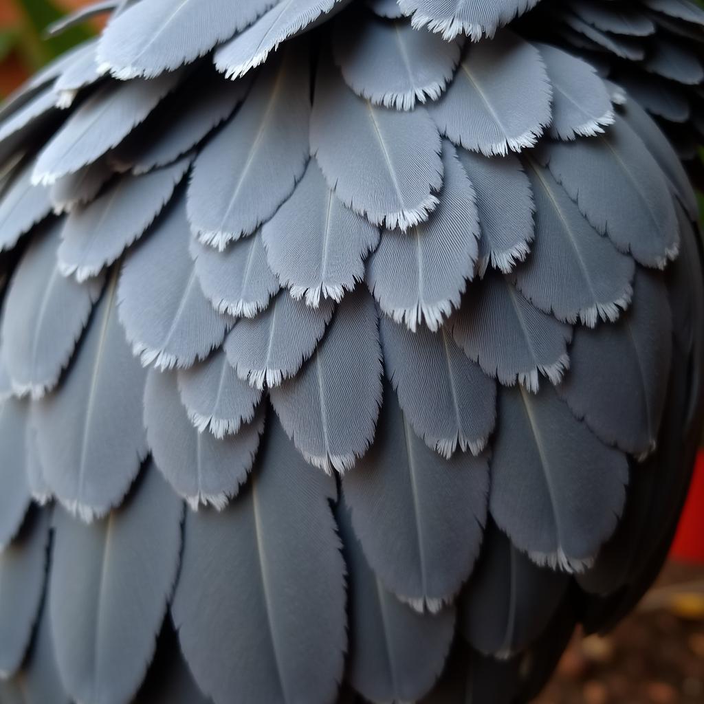 African Grey Parrot Feather Close-Up