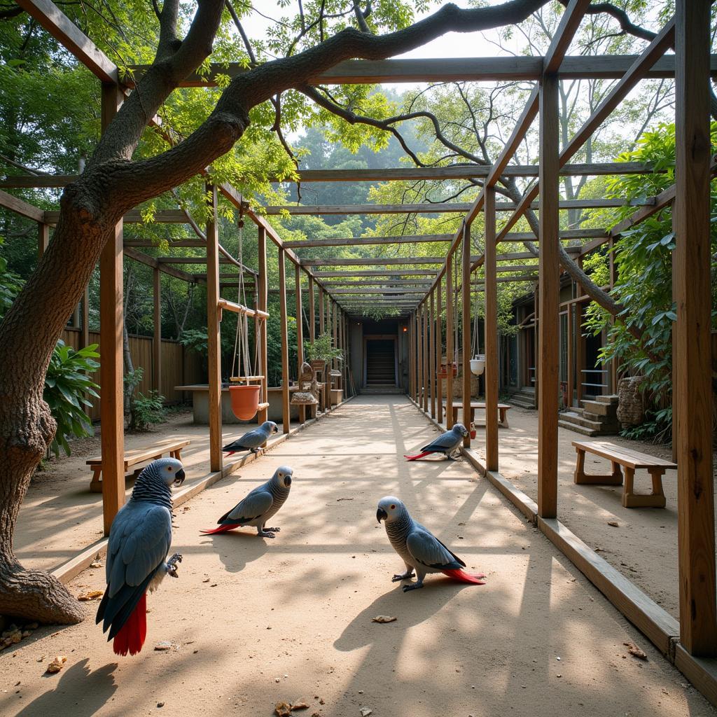 Spacious Aviary for African Grey Parrots