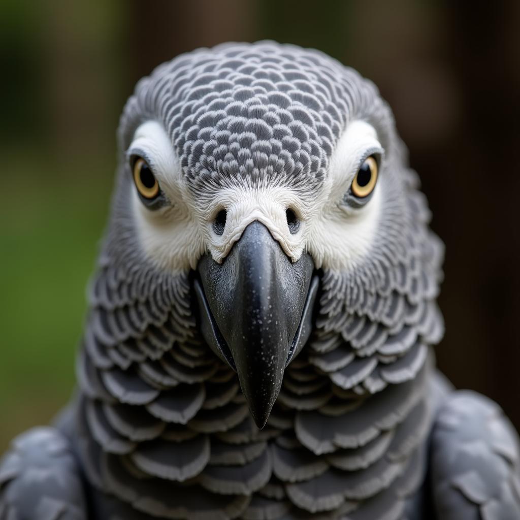 African Grey Parrot Perched on a Branch