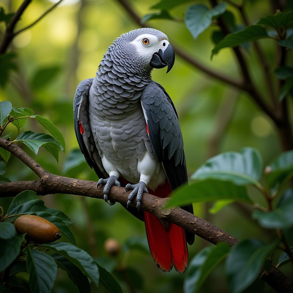 African Grey Parrot in Natural Habitat