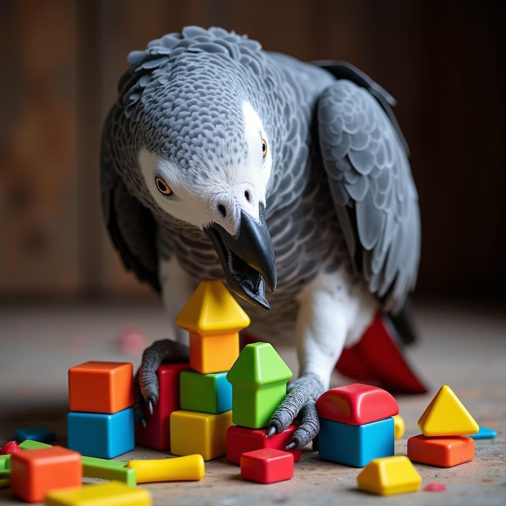 African Grey Parrot with Toy