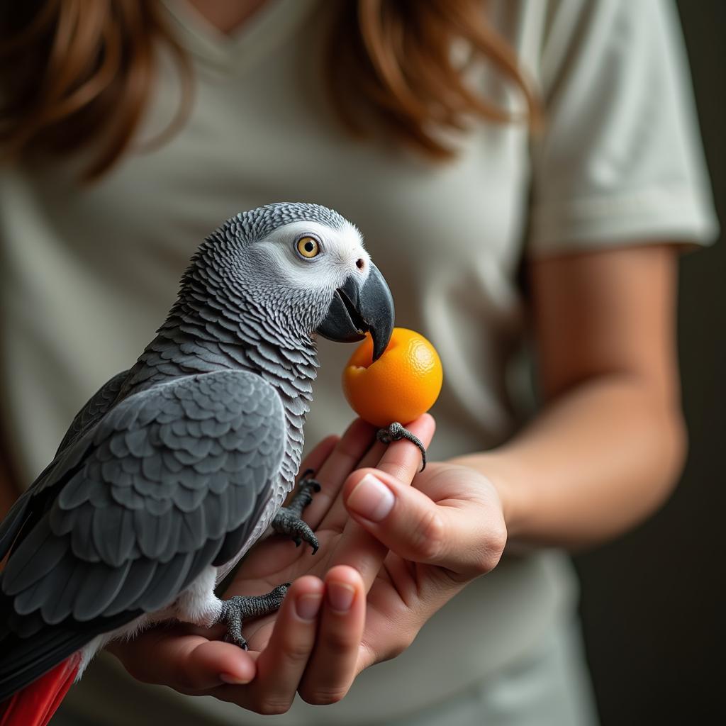 African Grey Parrot Interaction