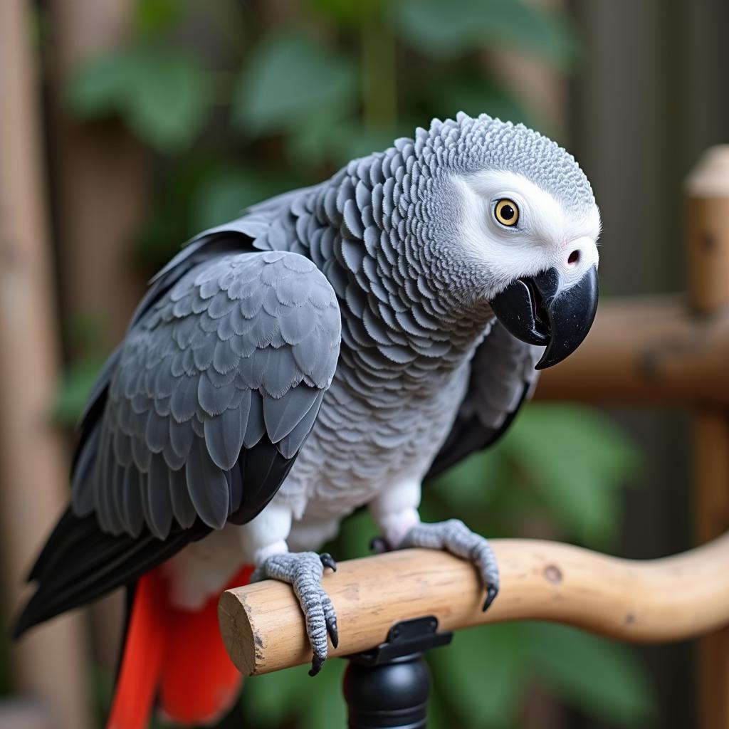 African Grey Parrot Looking Thoughtful