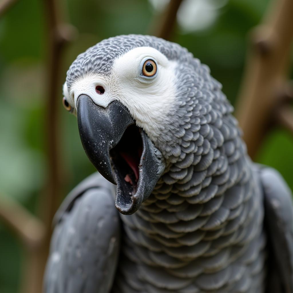 African grey parrot showcasing its vocal mimicry skills