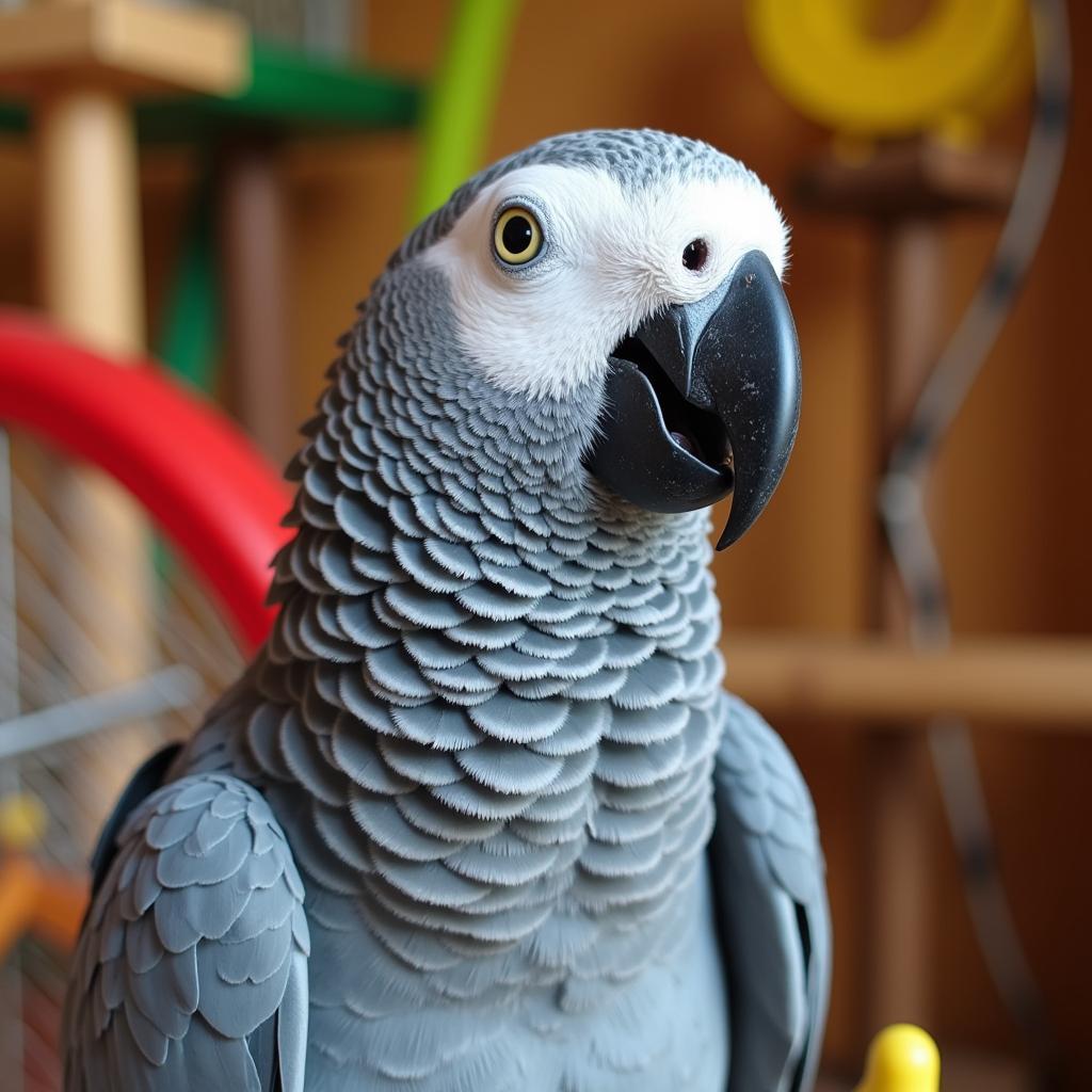 African Grey Parrot Mimicking Human Speech