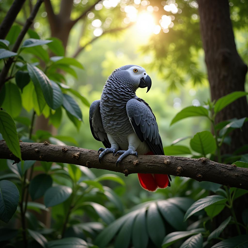 African Grey Parrot in its Natural Habitat