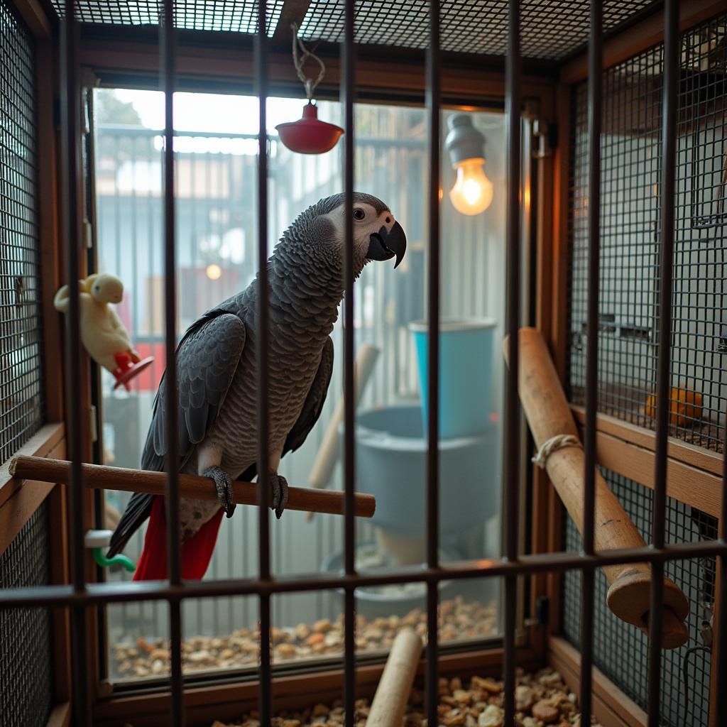 African Grey Parrot in a Bangalore Pet Shop