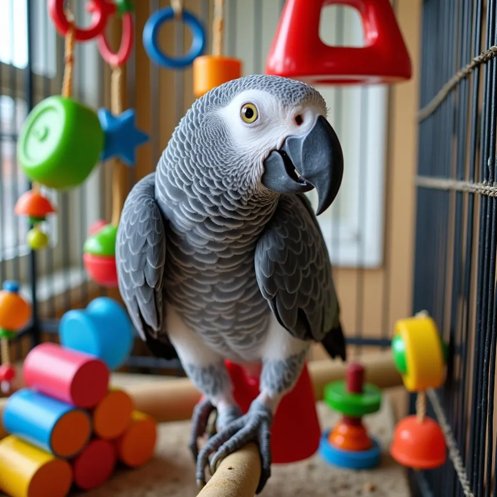 African Grey Parrot Playing