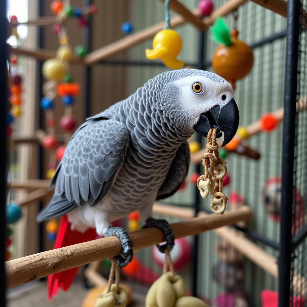 african-grey-interaction-and-enrichment